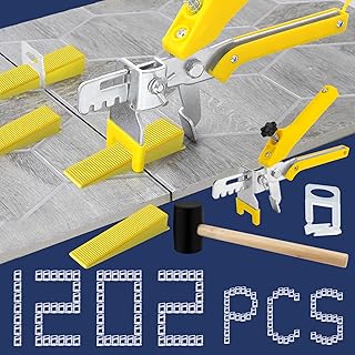 Tile Leveling System with Tile Plier and Rubber Mallet, 1000 Piece Tile Spacers Clips and 200 Piece Reusable Wedges, Tile Leveler Tool Set for Tile and Stone Installation (1/16 Inch)