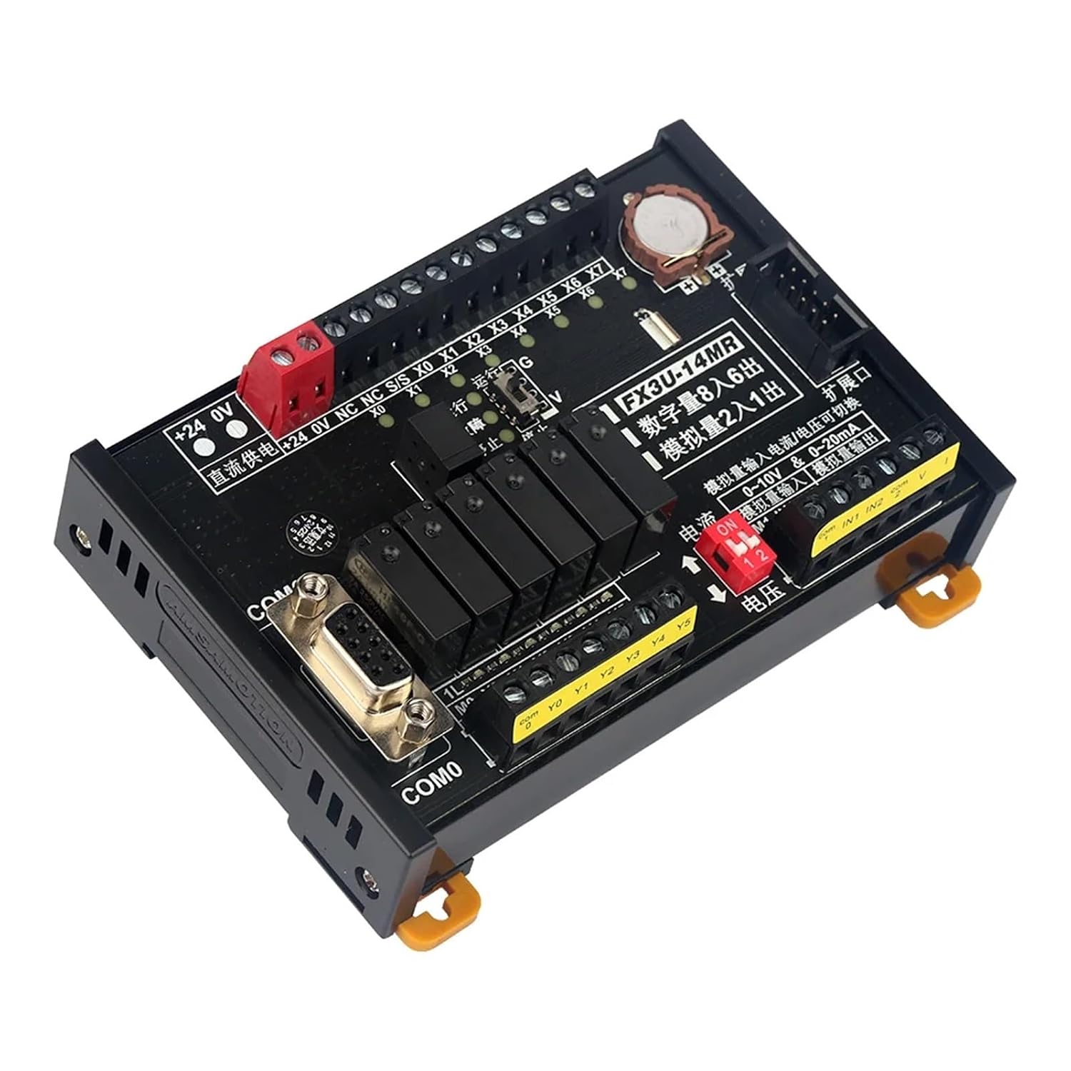 FX3U-14MR Board Relay Digital 8I 6O Analog 2I 1O RS232 Replace Programmable Logic Controller