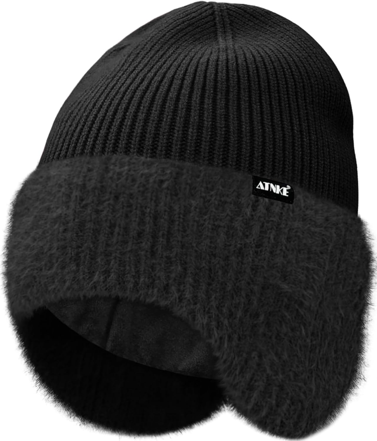 Gebreide muts met oorflap voor heren, warme muts met fleece voor