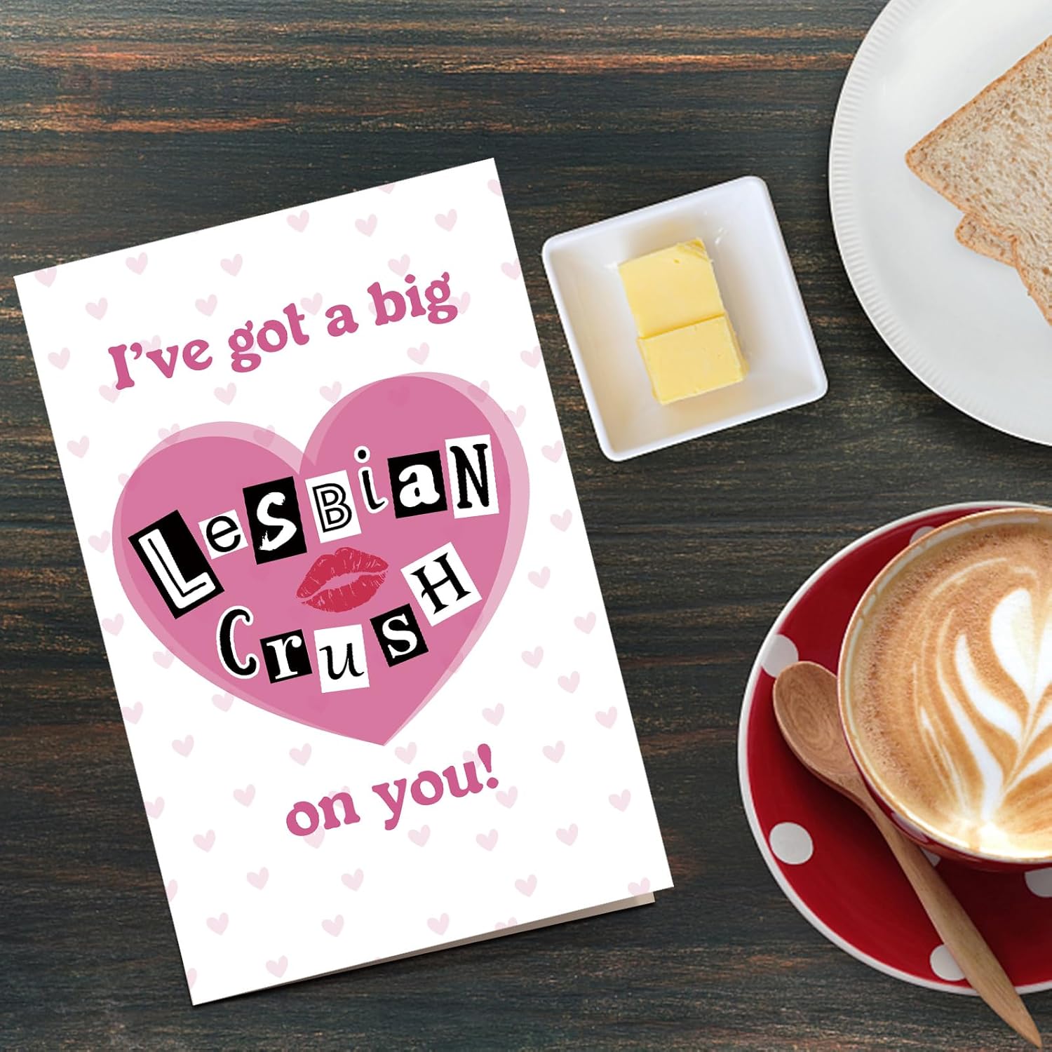 Qiliji Funny Lesbian Valentine's Day Card, Valentine's Day Card for Lesbian Couple, LGBTQ Love Valentines Day Card for Her, Galentine's Day Card for Women Lady, I Got A Big Lesbian Crush On You Card - Image 6