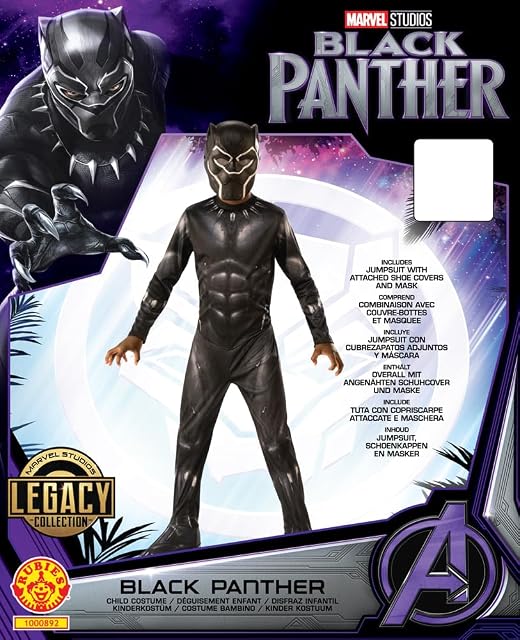 Foto 2 de 7 de RUBIE'S - Avengers Oficial - Disfraz infantil clásico Black Panther - Talla 3-4 años