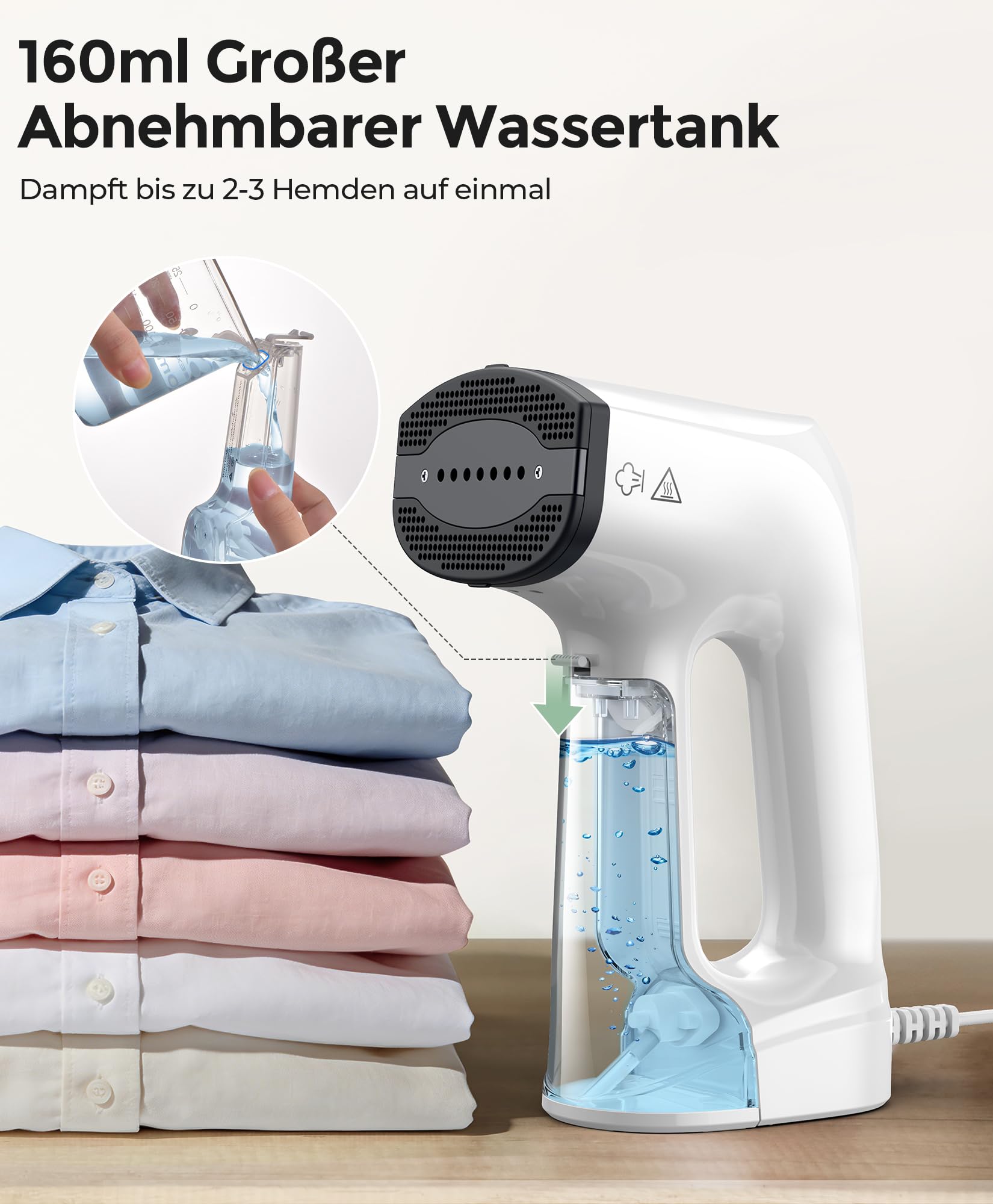 Steamer Dampfglätter, 3500 Pa Saugleistung Reisedampfglätter, 3 Modi | 2-in-1 Dampfgarer & Bügeleisen Dampfbügeleisen, 2,5 M Kabel & 360° Adsorptionstechnologie zur Faltenentfernung (220V-240V)