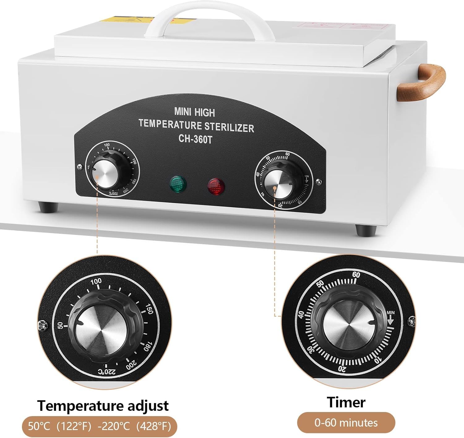 Caja de Limpieza de Herramientas de Metal de Alta Temperatura, 1.5L 300W Esterilizador de Utensilios de Peluquería y Tatuaje con Temperatura y Tiempo Ajustables para Spa, Salones, Peluquerías