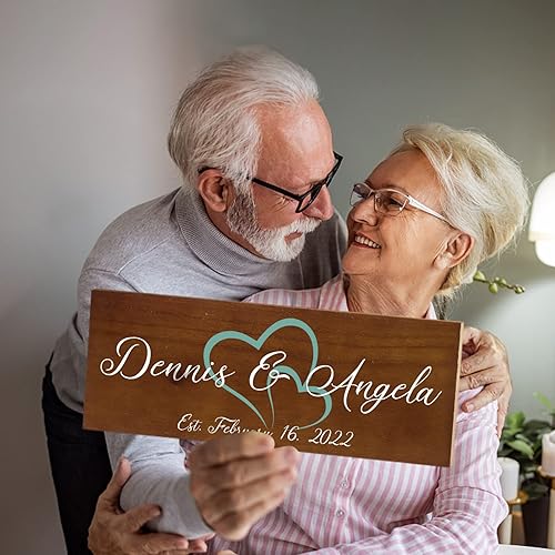 Miniatura 3 de Bemaystar Regalos de boda personalizados, letreros de madera personalizados con nombre/fecha, para recuerdos únicos de aniversario, ideas de regalo,