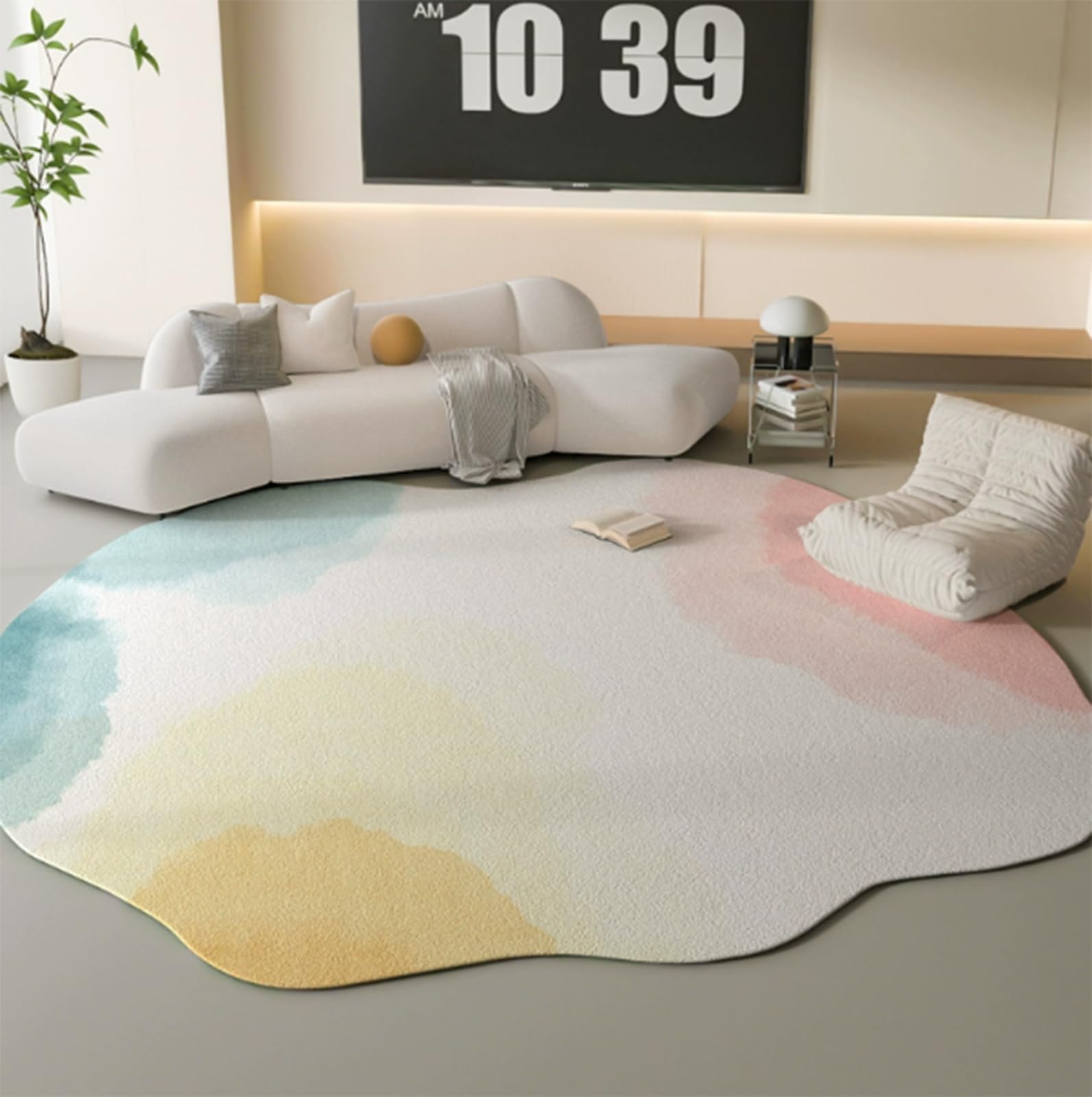 Tapis de forme irreguliere abstrait pour sublimer un sol interieur sans effort