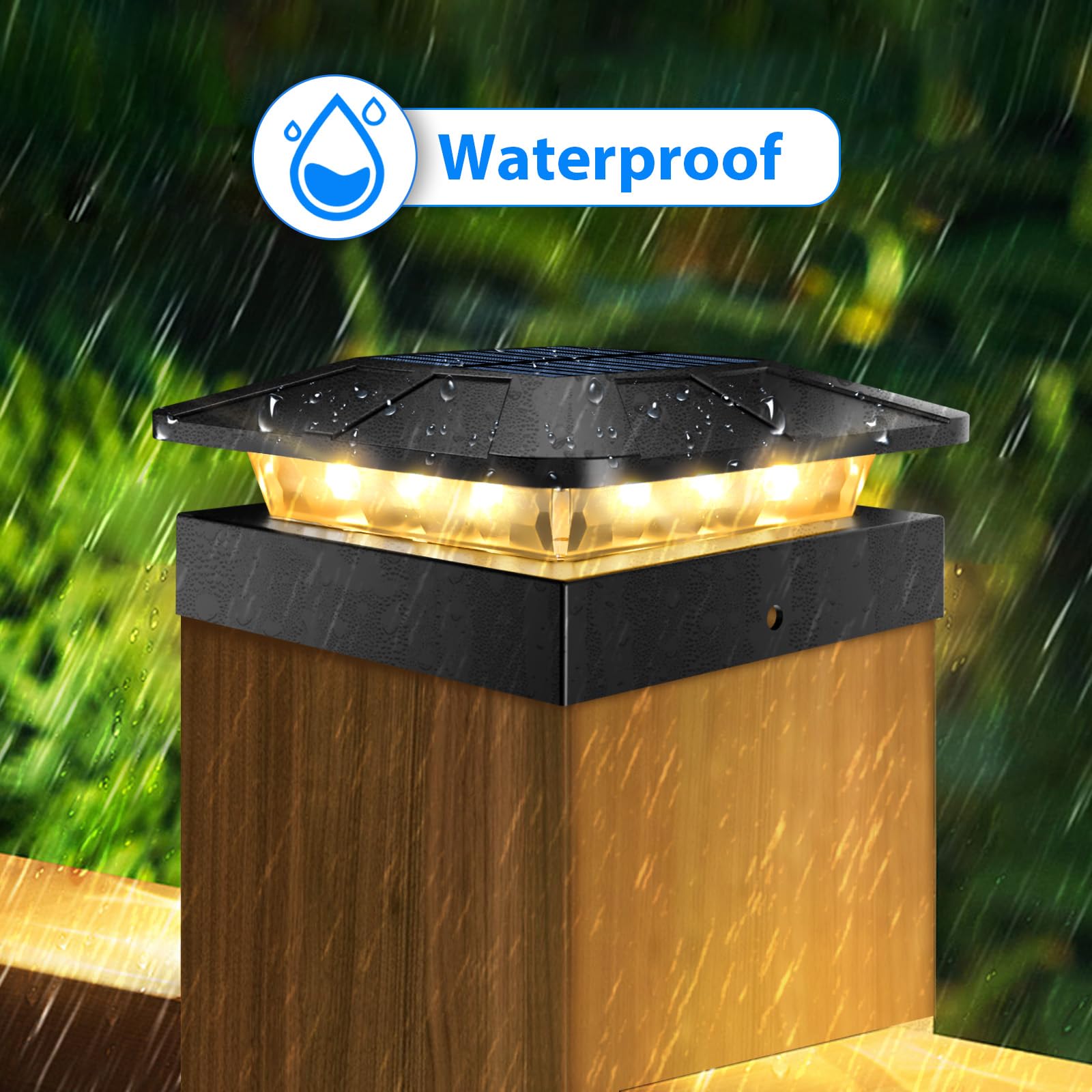 Peasur Solar Post Lights with 3 Modes, Dimmable Solar Powered Post Cap Lamp - Image 4