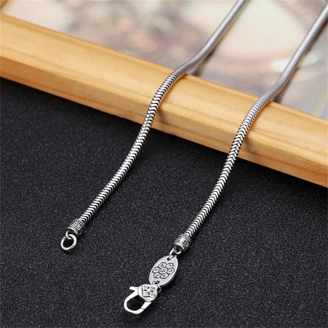 MęSki I Damski S925 Srebrny Naszyjnik Z KośCi WężA, Gotycka Moda Punk Srebrny Naszyjnik,Silver,60cm