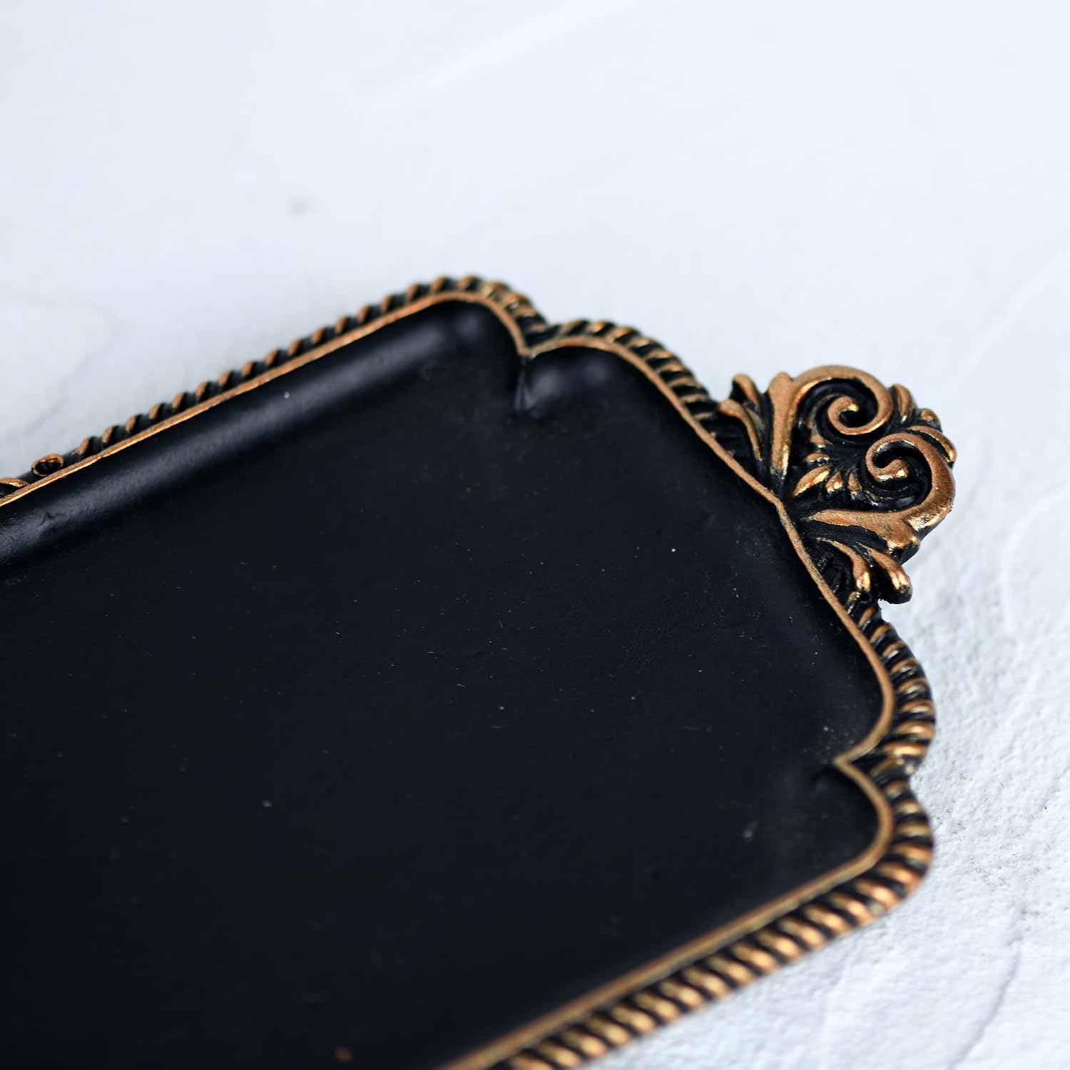 Metal Gold Ring Holder Jewelry Dish, Decorative Trinket Tray for Wedding Gifts (1, Black) image 4