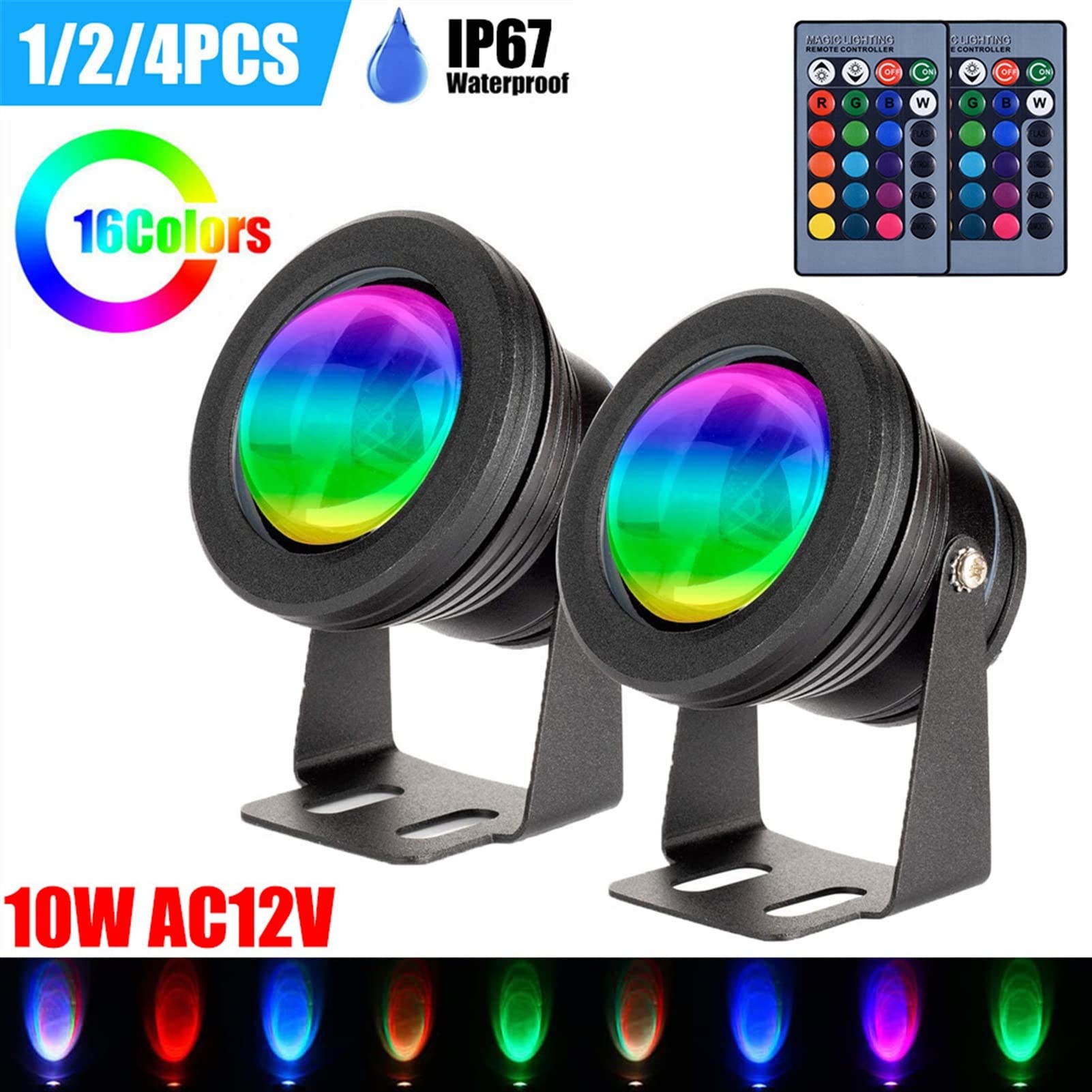 Oświetlenie basenu LED RGB Oświetlenie podwodne 10W Wodoszczelny basen Spotlight Lampa zewnętrzna do fontanny Basen Staw Akwarium Lampa LED Zatapialna (Kolor: Czarny(Ciepła biel