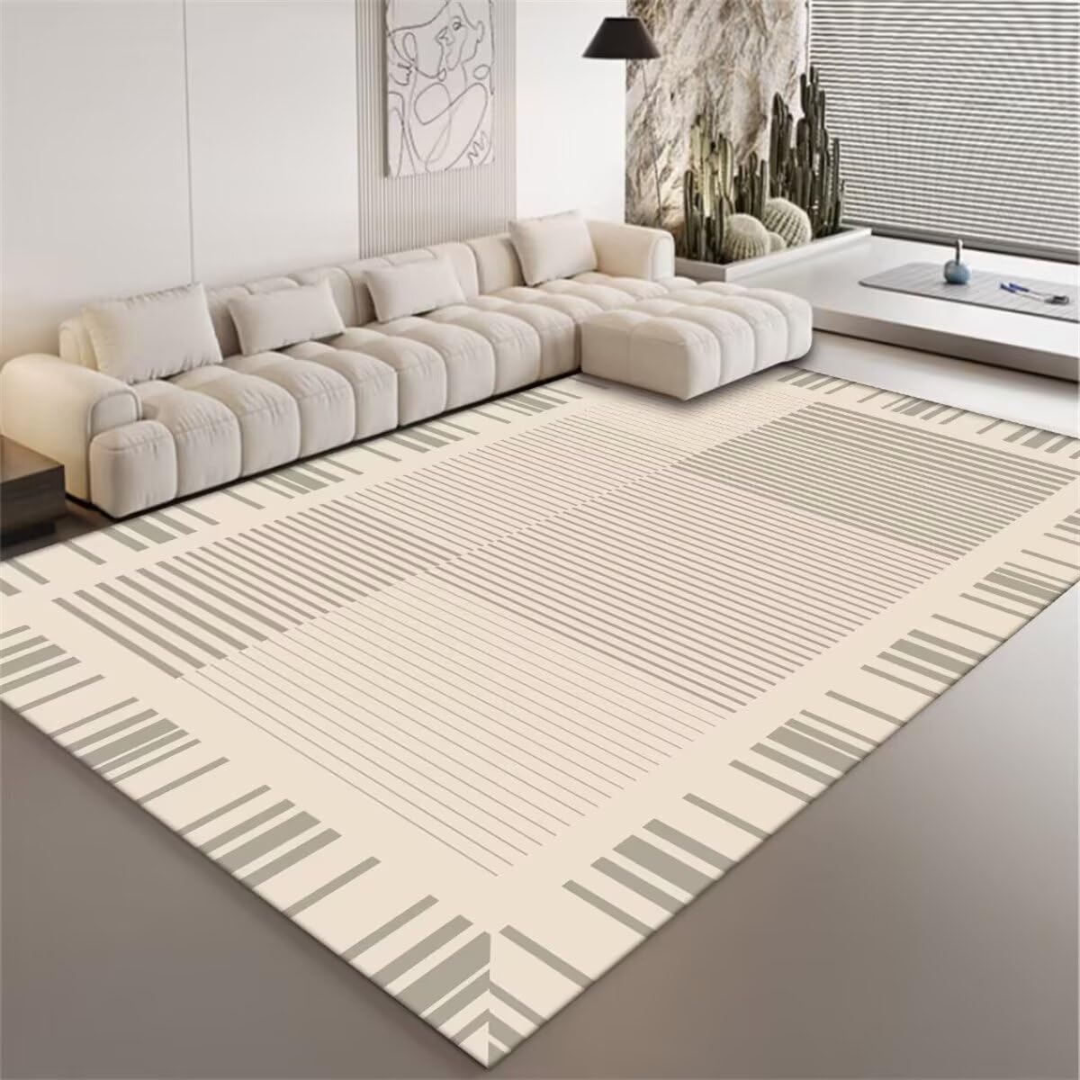 Tapis moelleux facile d'entretien grand tapis rétro 160x230cm pour extérieur