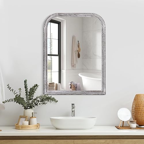 Miniatura 6 de Espejo rectangular de madera rústica, espejo de pared decorativo grande de 20 x 16 pulgadas, para dormitorio, sala de estar, baño, entrada, tocador,