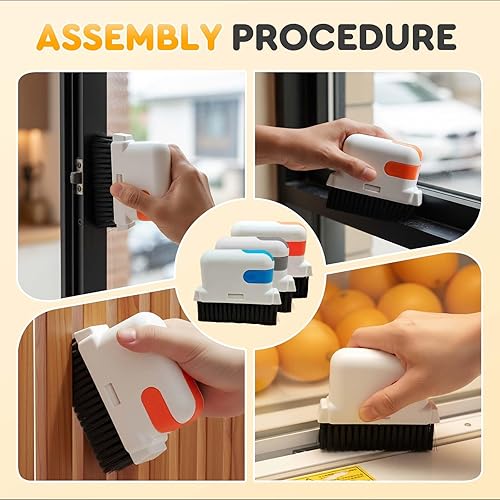 Miniatura 4 de Cepillo limpiador de rieles de ventana, herramientas de limpieza de rieles de ventana con raspador oculto, herramienta de limpieza de alféizar de