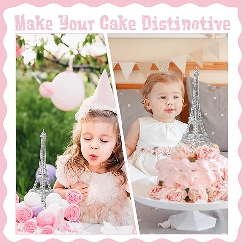 Miniatura 7 de 4 piezas de decoración de estatua de la Torre Eiffel de 15 pulgadas y 10 pulgadas, figuras coleccionables de metal con temática de París con 2