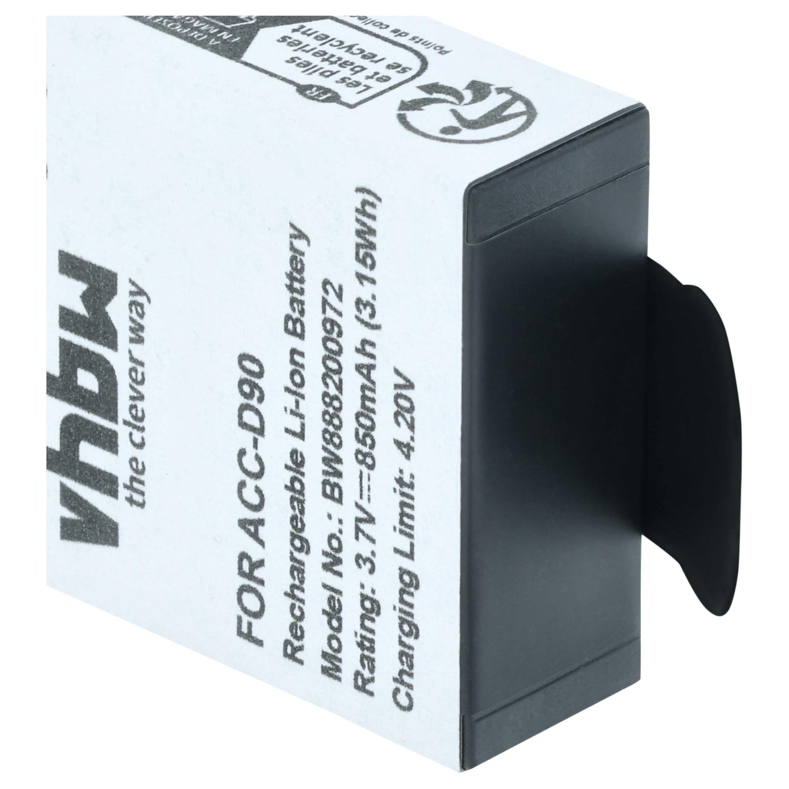 vhbw 3x batteria compatibile con AEE Lyfe Silver, Titan, S72 | mini fotocamera (850mAh, 3,7V, Li-Ion)