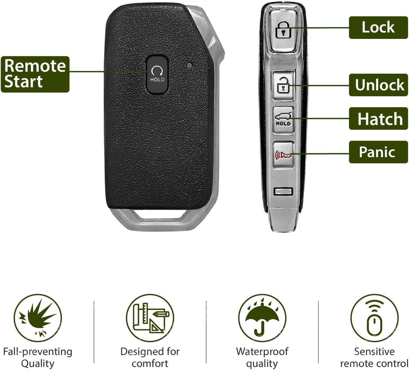 Replacement for 2020 2021 Kia Seltos Key Fob Remote Control NYOSYEK4TX1907 NYOSYEC5FOB1907 5 Buttons 434MHz