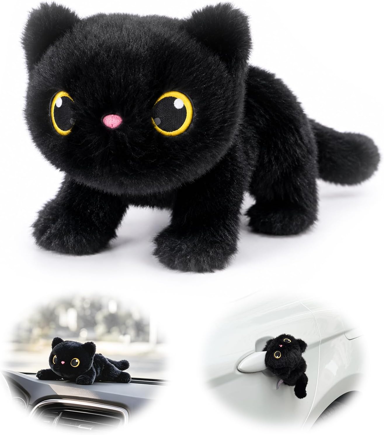 Magnetic Plush Cat Car Decor, 3D Cat Car Magnet Cute Plush Fridge Magnets