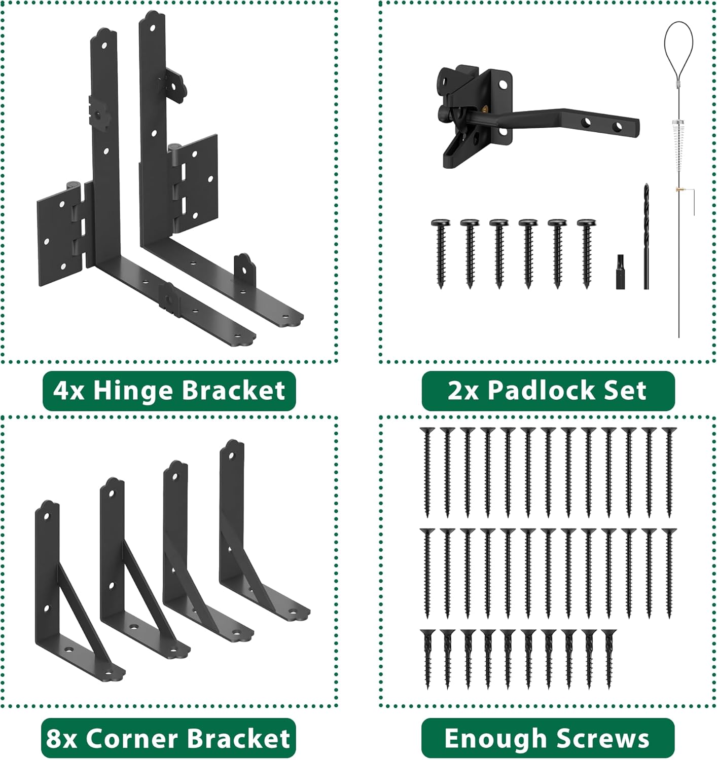 Heavy Duty Anti Sag Gate Kit with Upgraded Gate Hardware Kit, Anti Sag Gate Kit for Wooden Fence Vinyl Fence Gate(2 Set)