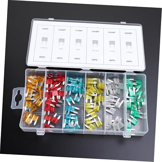 Kit de 120 fusibles automotrices estándar para auto, camioneta y SUV, para prevención de sobrecarga y cortocircuitos eléctricos miniatura 7