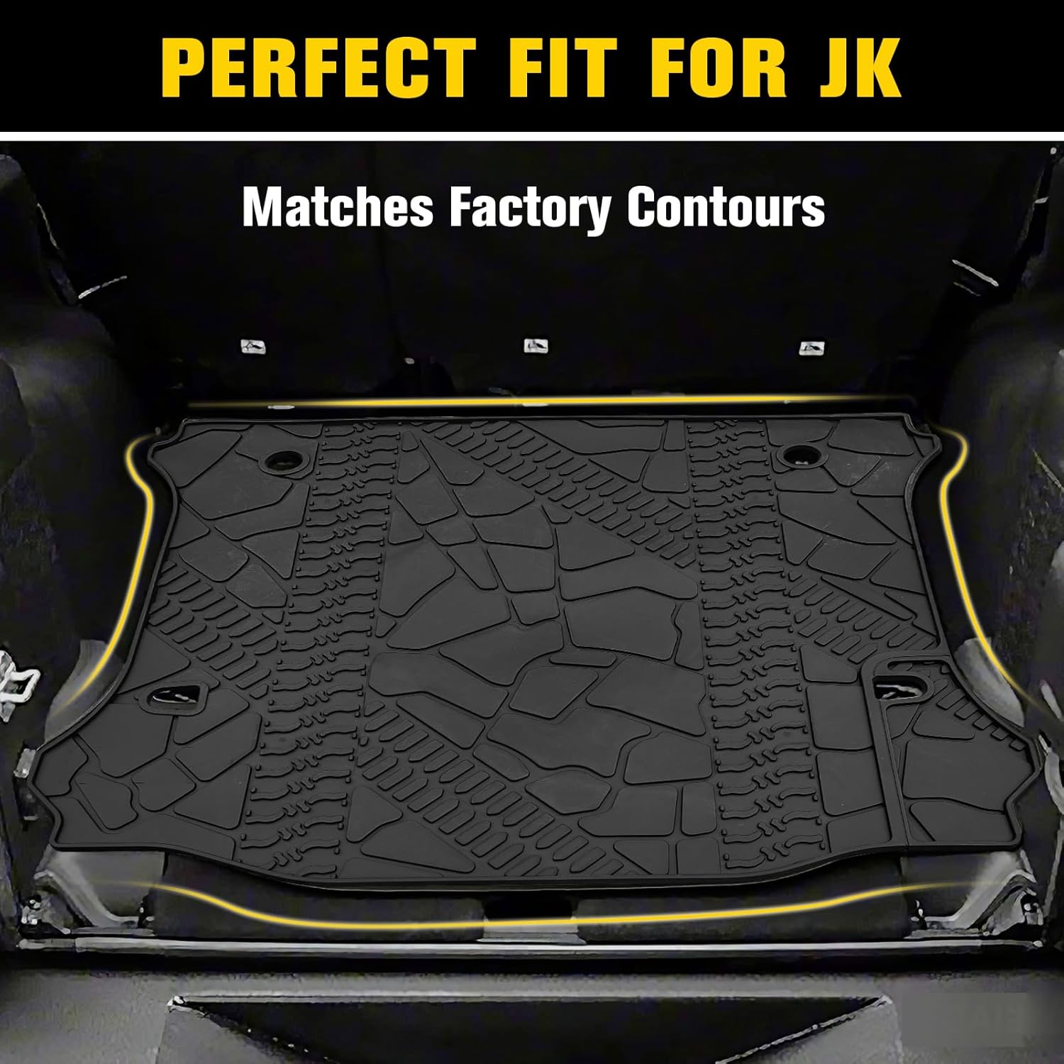 Cargo Mats for Jeep Wrangler JK 4-Door 2007-2018 OEM Replacement 82213184, Heavy Duty TPE Trunk Mat Cargo Liner, Rear Trunk Tray Cargo Liner All-Weather Protection, Black
