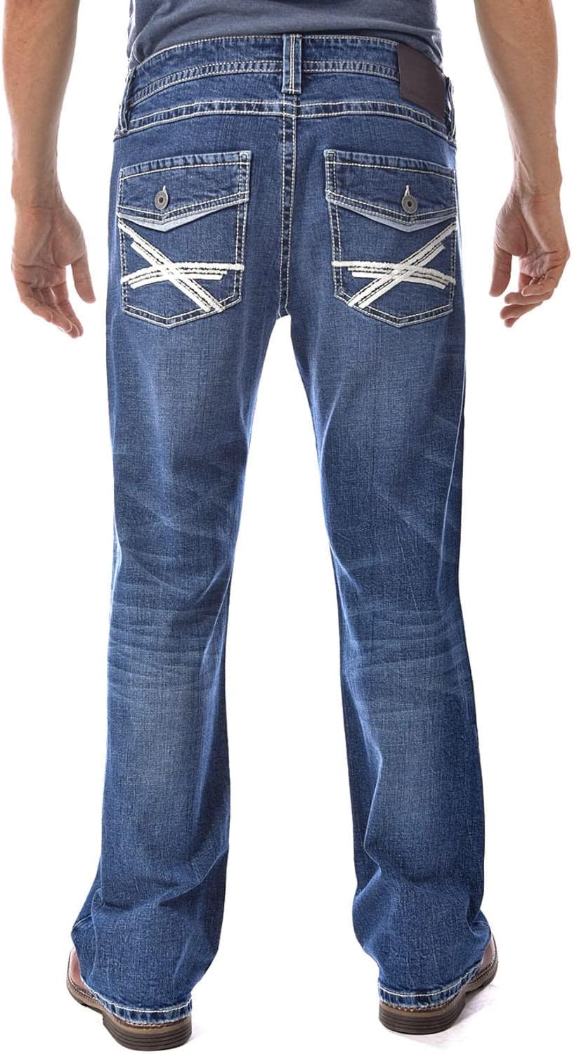 Axel Men's Slim Boot Cut Jeans - Stone Blue (Medium Wash) 38W X 30L - Image 3