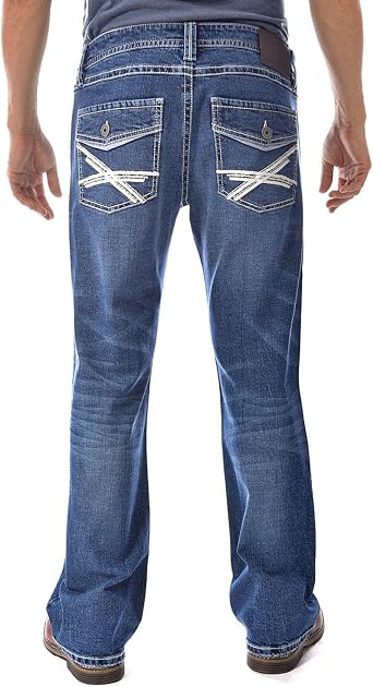 Axel Men's Slim Boot Cut Jeans - Stone Blue (Medium Wash) 34W X 30L