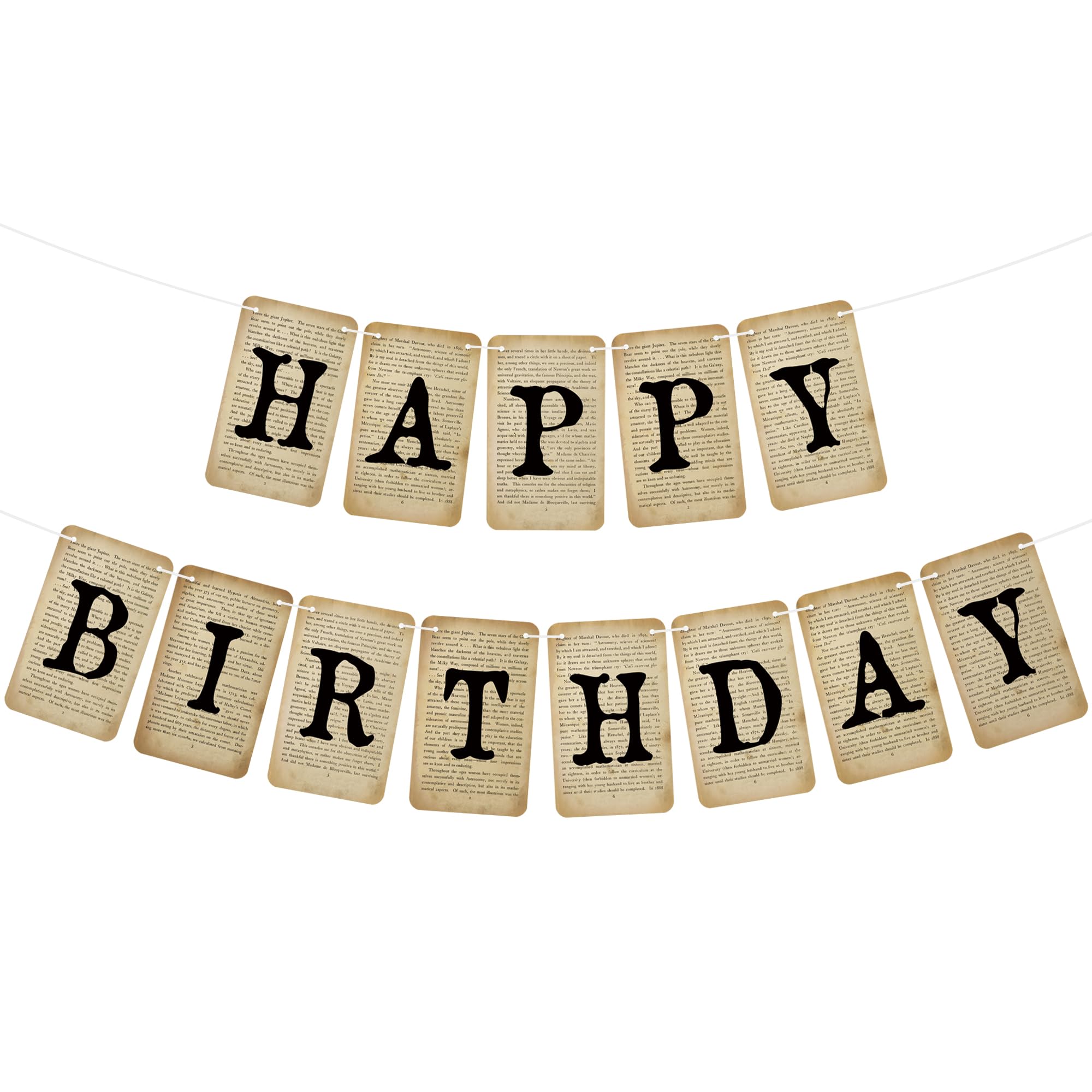 Bannières vintage Happy Birthday guirlande anniversaire thème livre