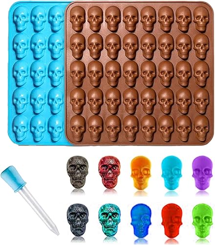 Moldes de gomitas, paquete de 2 moldes de silicona de 40 cavidades con cuentagotas para gomitas, dulces, gelatina, chocolate, cera derretida,