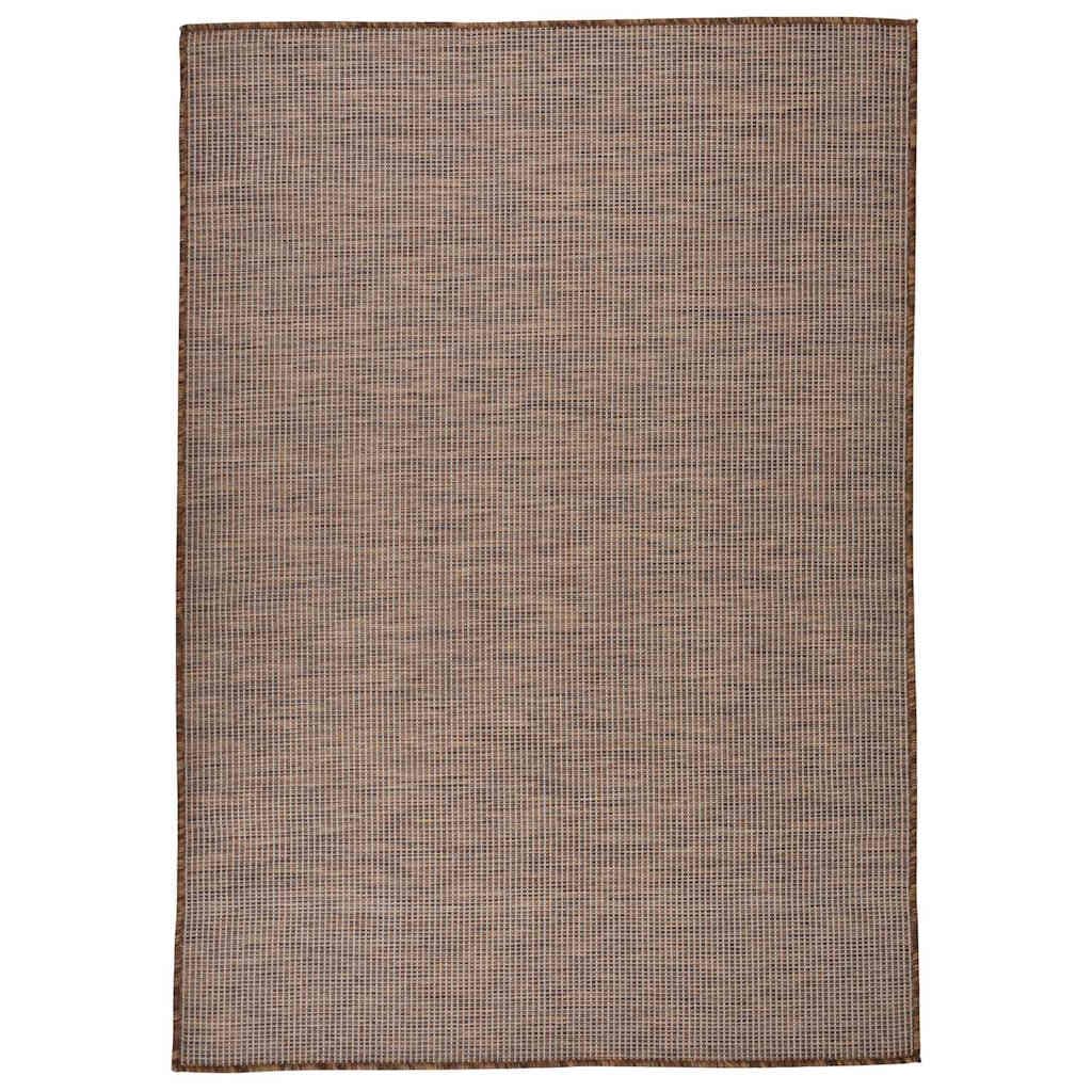 Tappeto per esterni, tessuto piatto, 160 x 230 cm, marrone, resistente alle intemperie, ai raggi UV, durevole, robusto, per balconi, terrazze, adatto per interni ed esterni, facile da pulire