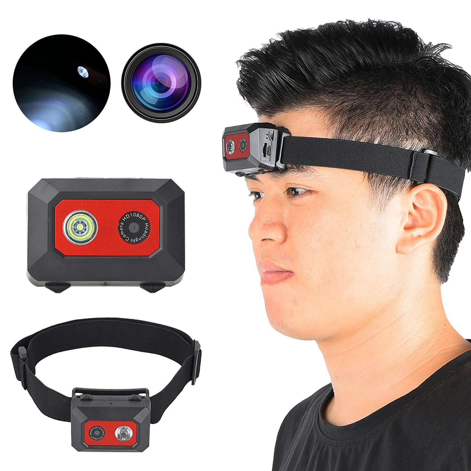 Head Mounted Sports Camera, Camera Video Camcorder with Elastic Headband, 1080P HD Action Camera for Outdoor Sports