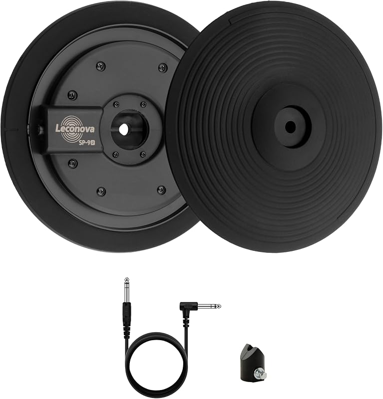 E-Cymbal Pad 2/3-Zone Compatible with Roland (9" 2-Zone) | Full rubber surface, 2-zone (bow/edge), realistic swing, stereo TRS jack. Fits major e-drum modules