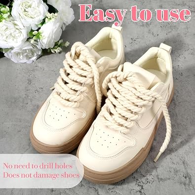 Thick Rope Shoe Laces,2 Pair Round Cotton Chunky Twisted Shoelaces Replacement for Men Women Sneakers