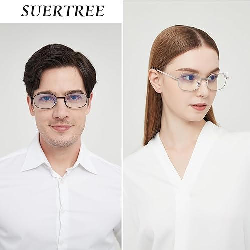 Miniatura 2 de SUERTREE Paquete de 3 lentes de lectura, marco de metal, lentes de bloqueo de luz azul para lectores con bisagras de resorte para hombres y mujeres