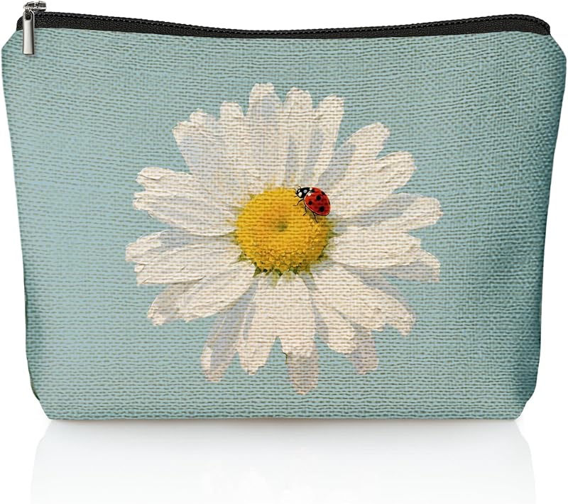 Necessaire de Maquiagem Floral Azul LIANGW com Zíper, Estampa 02-Flower(03)
