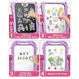 Lehoo Castle Easel for Kids, Toys for 2 Year Old Girl, Art Easel Toddler, Double Sided White Chalk Board, Gifts for 3 4 Year Old Girls 2-4 Christmas