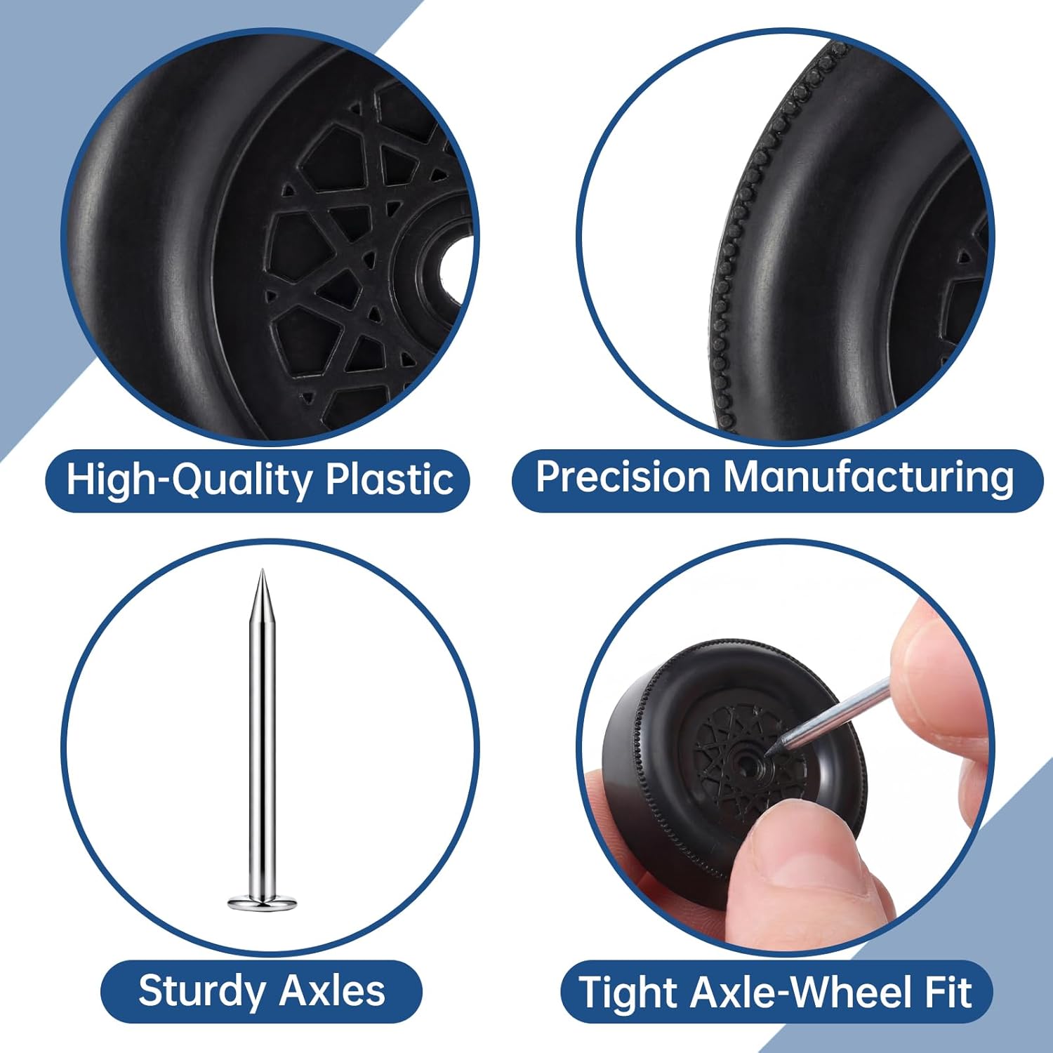 Timtin 12 Set Derby Car Wheels and Axles Kit Polished Wheels and Axles Compatible with Pinewood Derby Car Kit for Multi Race Projects with Storage Box