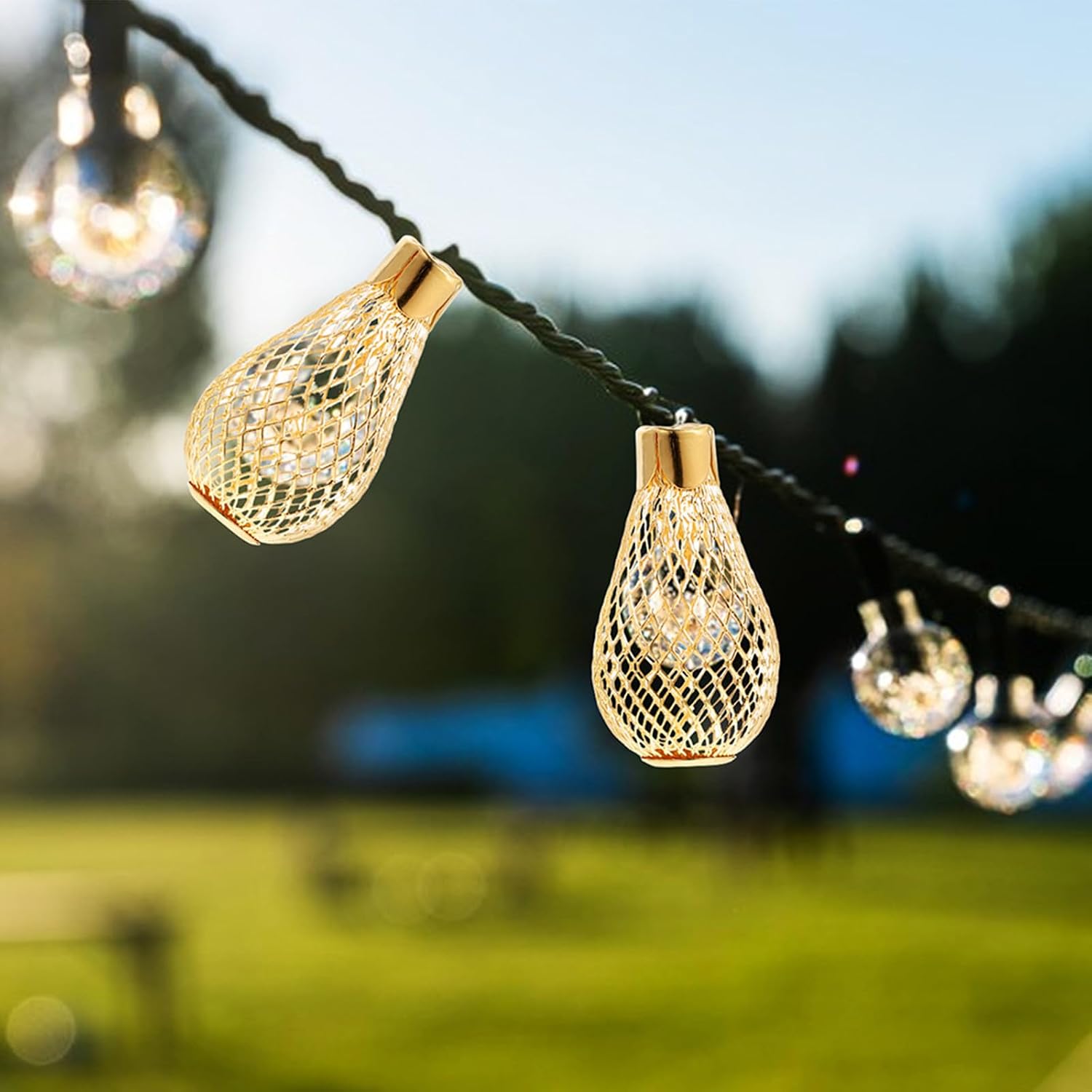 Christmas String Lights Cover Iron Hollow out Lamp Shades 30pcs Xmas image 5