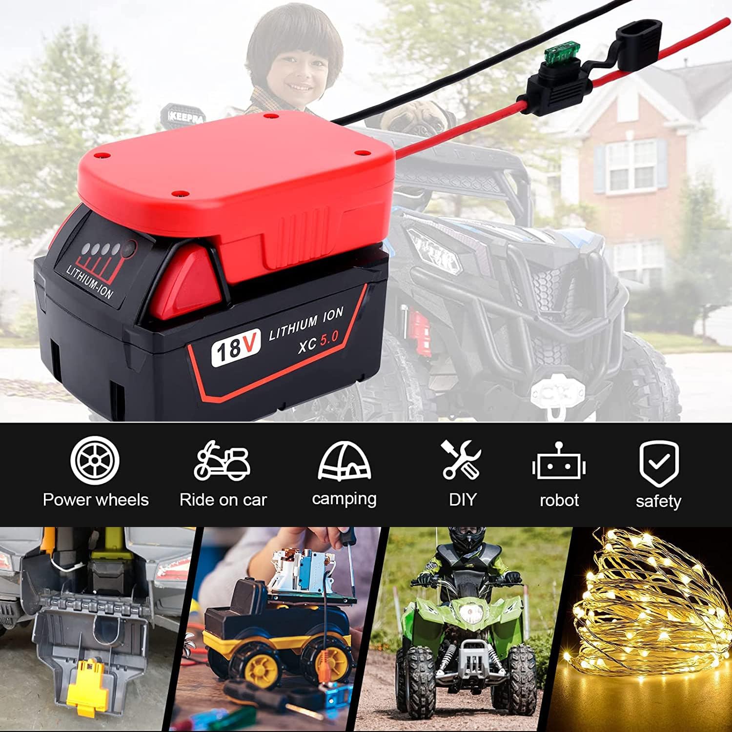 Milwaukee M18 Battery Ullnosoo Power Wheel Adapter For Adapter 18V