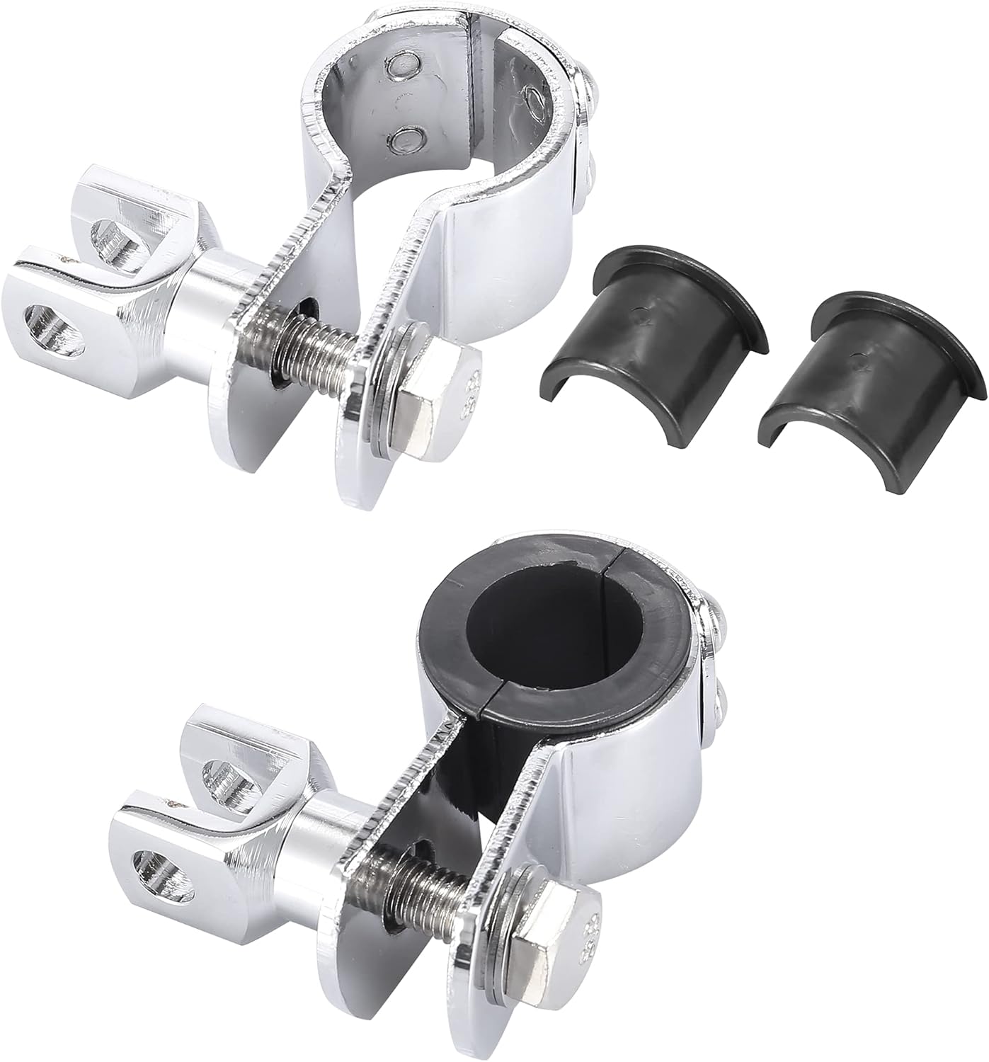 uxcell Chrome Motorcycle Footpegs 1" - 1 1/4" Highway Crash Bar Foot Peg Clamps Engine Guard Mounts Adapter for Harley Davidson
