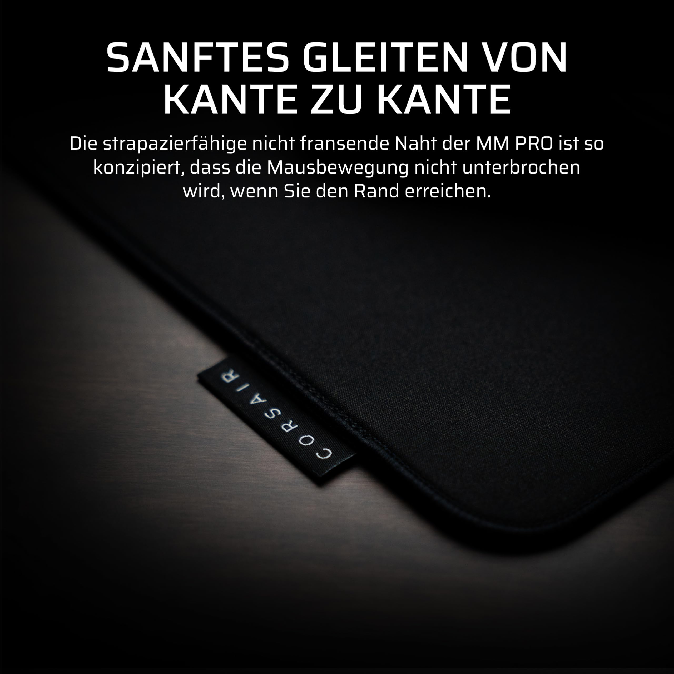 Corsair MM PRO Control Mittleres Gaming-Mauspad – Schwarz | E-Sport-Thema für Präzision und Mikroeinstellungen, 4 mm Dicke Rutschfeste Basis, Abgeschrägte, Genähte Kanten