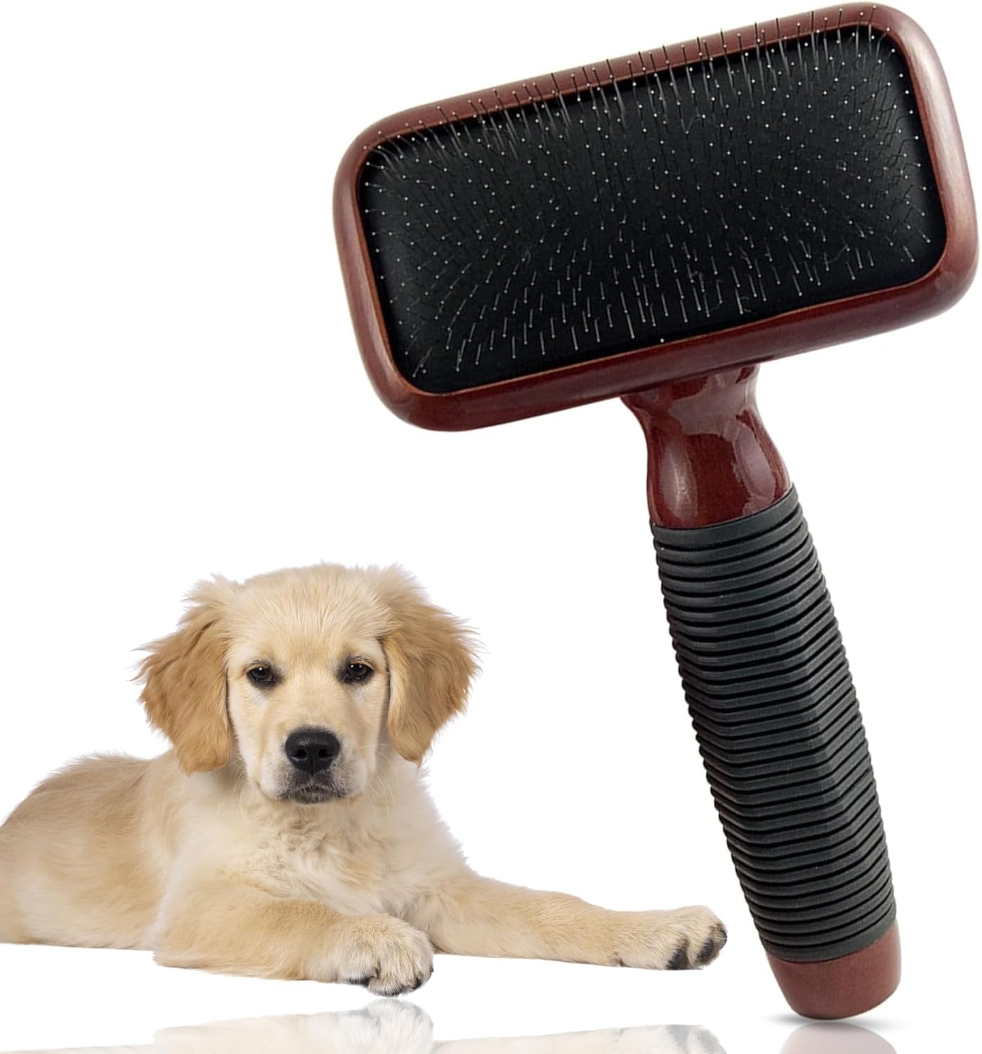 Kenchii Slicker Brush for Dogs, Professional Dog Grooming Brush for Loose Fur, Tangles, Long Short Haired, Stainless Steel Pins, Maplewood Handle, Large