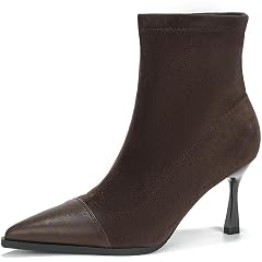 Womens Suede Pointed Toe Kitten Heel Booties Slip-On Comfort Stiletto High Heel Sexy Ankle Boots Party Night Formal