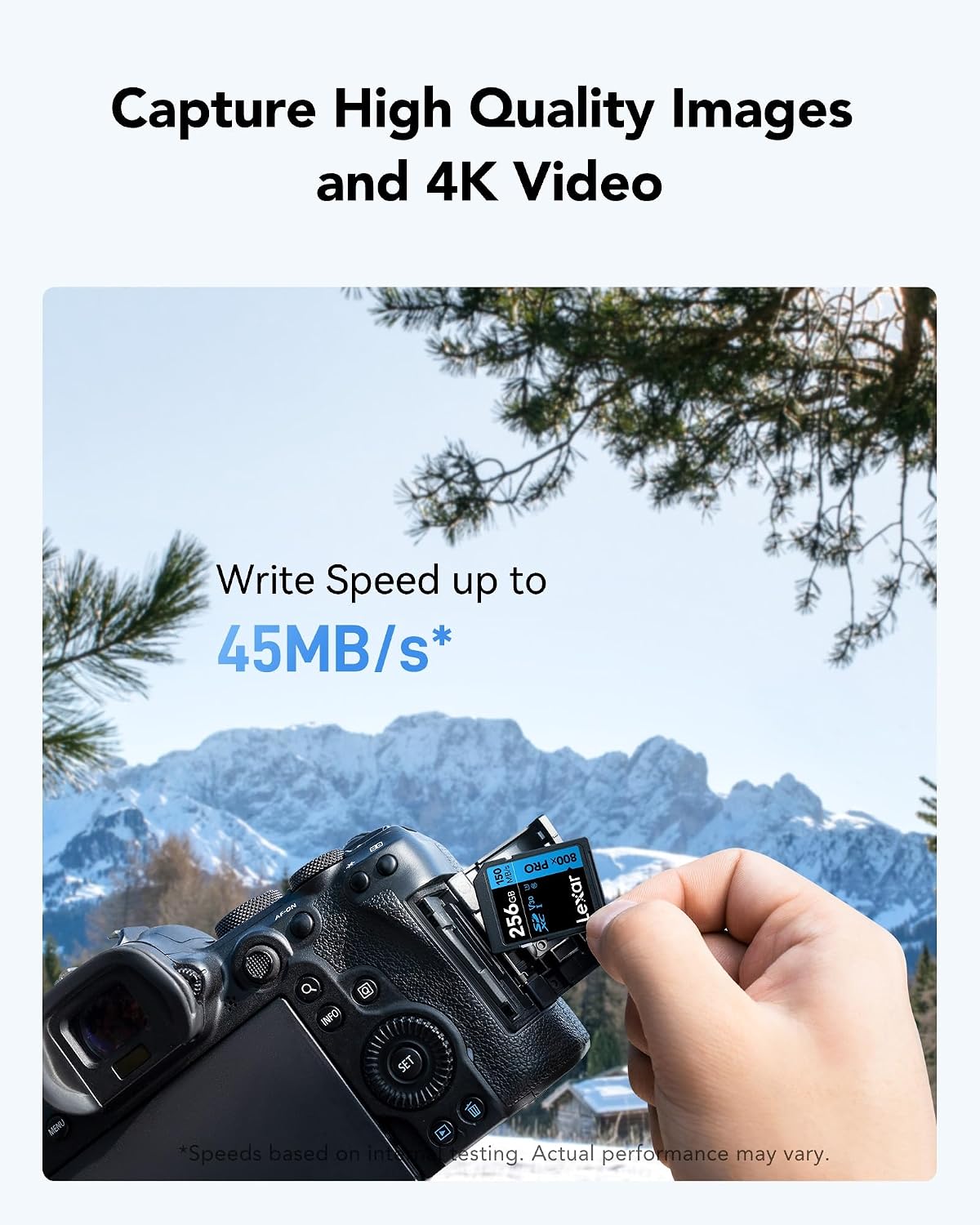 Lexar High Performance 800x PRO SD Card 256GB Memory Card SDXC UHS-I Up to 150MB/s Read, 45MB/s Write, V30/U3/C10 SD for Point-and-Shoot Cameras/DSLR Cameras/Mid-Range HD Camcorders
