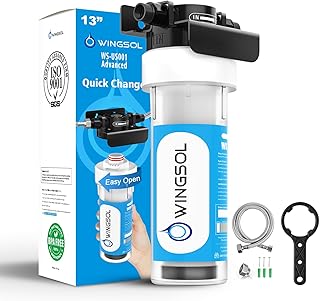 Under Sink Water Filter- Inline Water Filter with Multi Layer Pleated Material, Removes 99.99% Chlorine, Lead, Heavy Metals, Odors/Contaminants, Water Filtration System