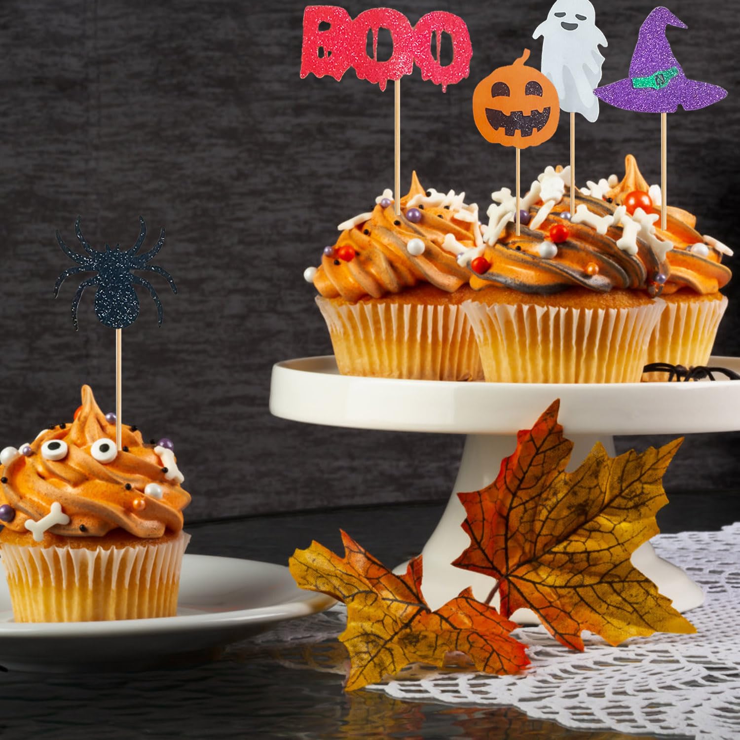 24 Stück Halloween Cupcake Topper – 6 Gruselige Motive Für Kuchen & Muffins