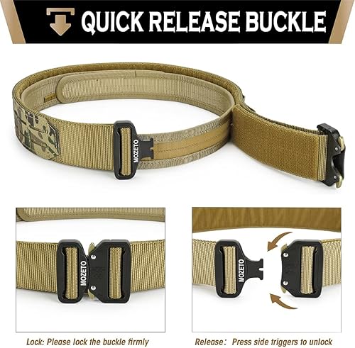 Miniatura 2 de MOZETO Molle - Cinturón de batalla de 2 pulgadas, cinturones tácticos de guerra de liberación rápida, para hombres