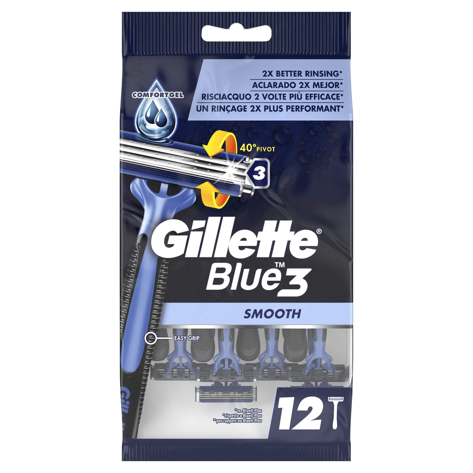 Gillette Blue 3 Smooth - Cuchillas desechables (12 unidades)