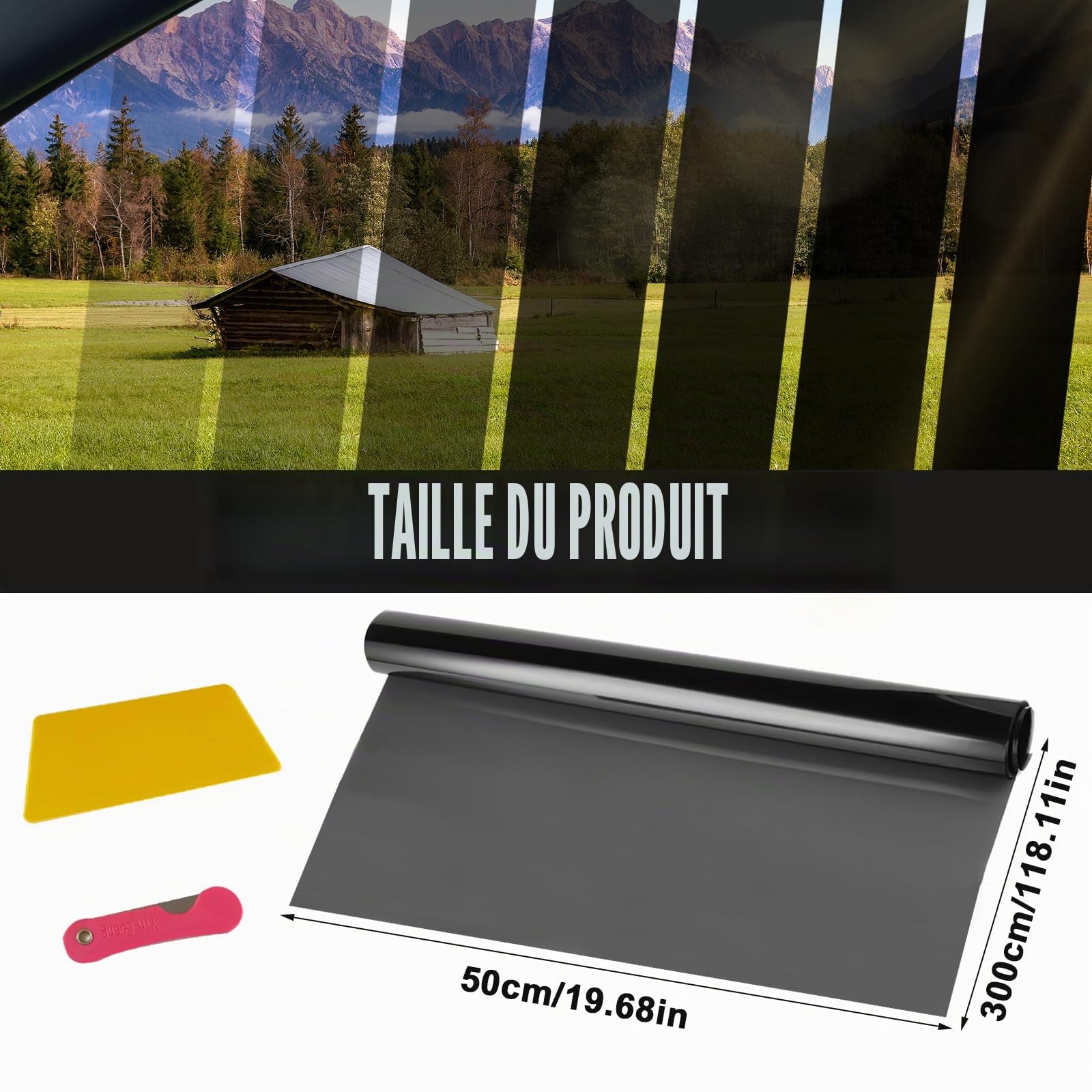 Film teinté pour voiture, film solaire autoadhésif pour vitres de voiture, protection visuelle, bloque les rayons UV/IR, protection solaire, résistant aux rayures, film pour vitres de voiture