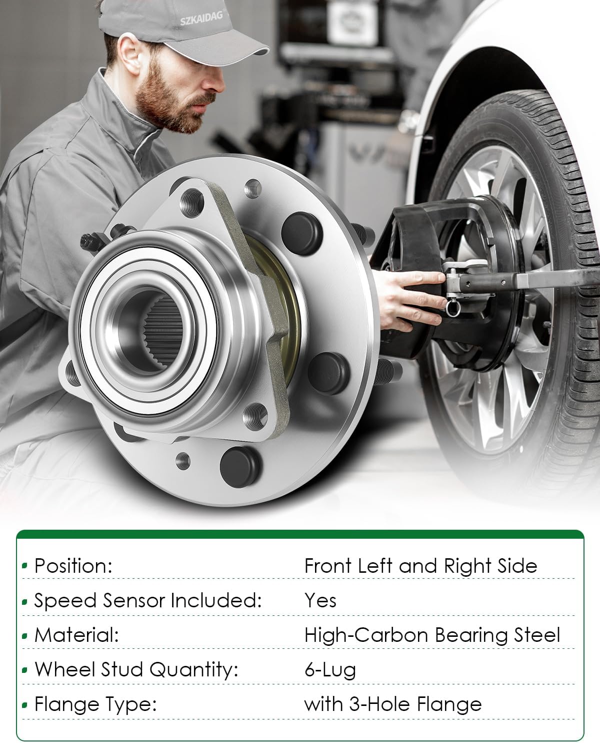 Set of 2 Front Wheel Bearing & Hub Assembly with ABS & 6-Lug Fit for:-Chevy for:-GMC Silverado Sierra 1500 2014-2018, Suburban Yukon Tahoe 2015-2020 for:-Cadillac Escalade ESV XTS OE# 515160