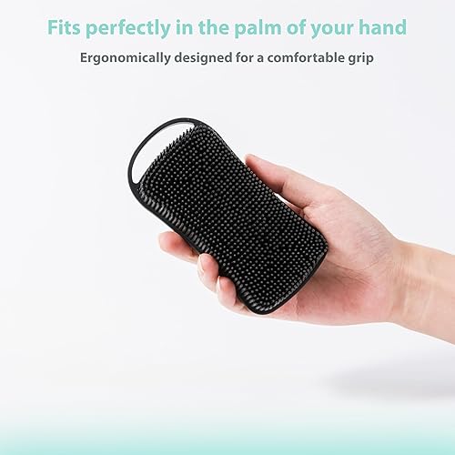 Miniatura 6 de 2 piezas de cepillo corporal de silicona, cepillo de baño y ducha exfoliante 2 en 1, esponja de loofah de silicona suave para piel sensible,