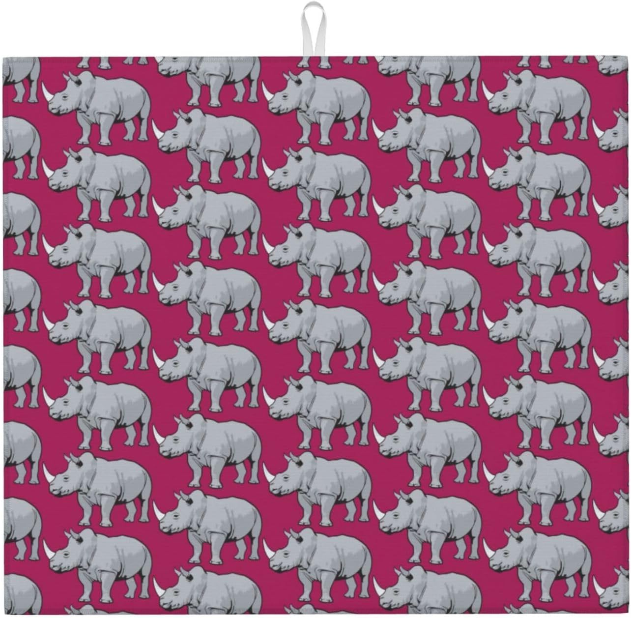 Animal Rhino Print Kitchen Counter Absorbent Dish Drying Mat Foldable Reusable Coffee Sink Rack Pad
